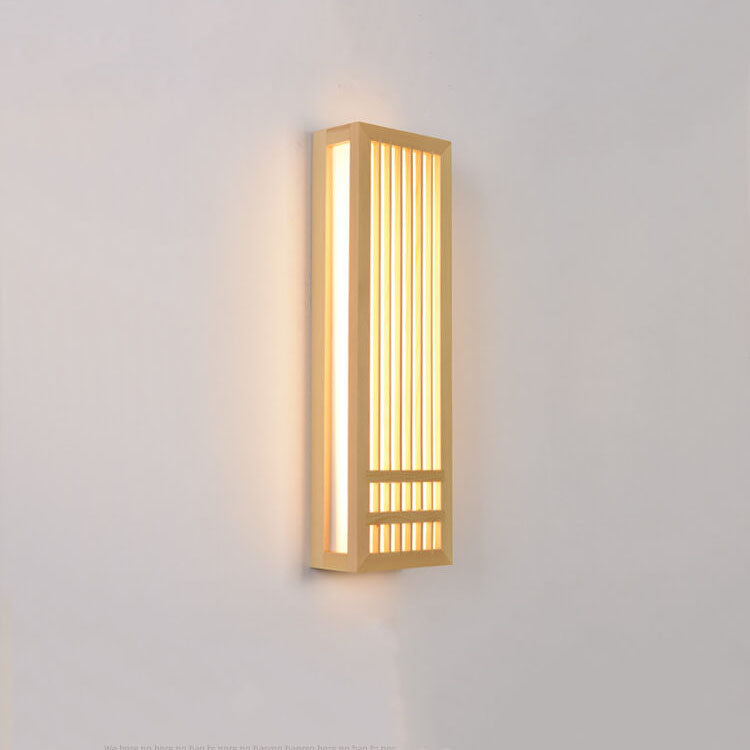 Modern Minimalist Solid Wood Acrylic Rectangular LED Wall Sconce Lamp for Living Room