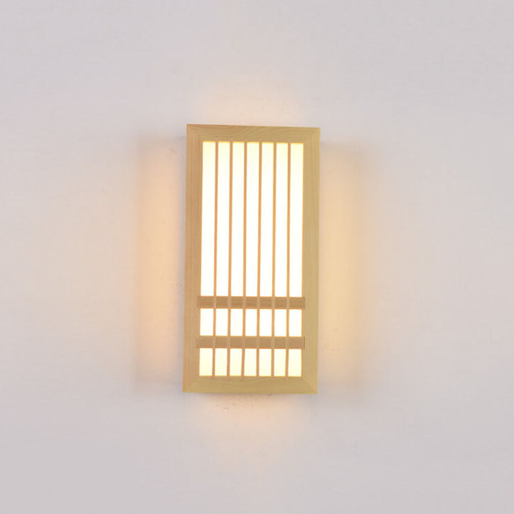 Modern Minimalist Solid Wood Acrylic Rectangular LED Wall Sconce Lamp for Living Room