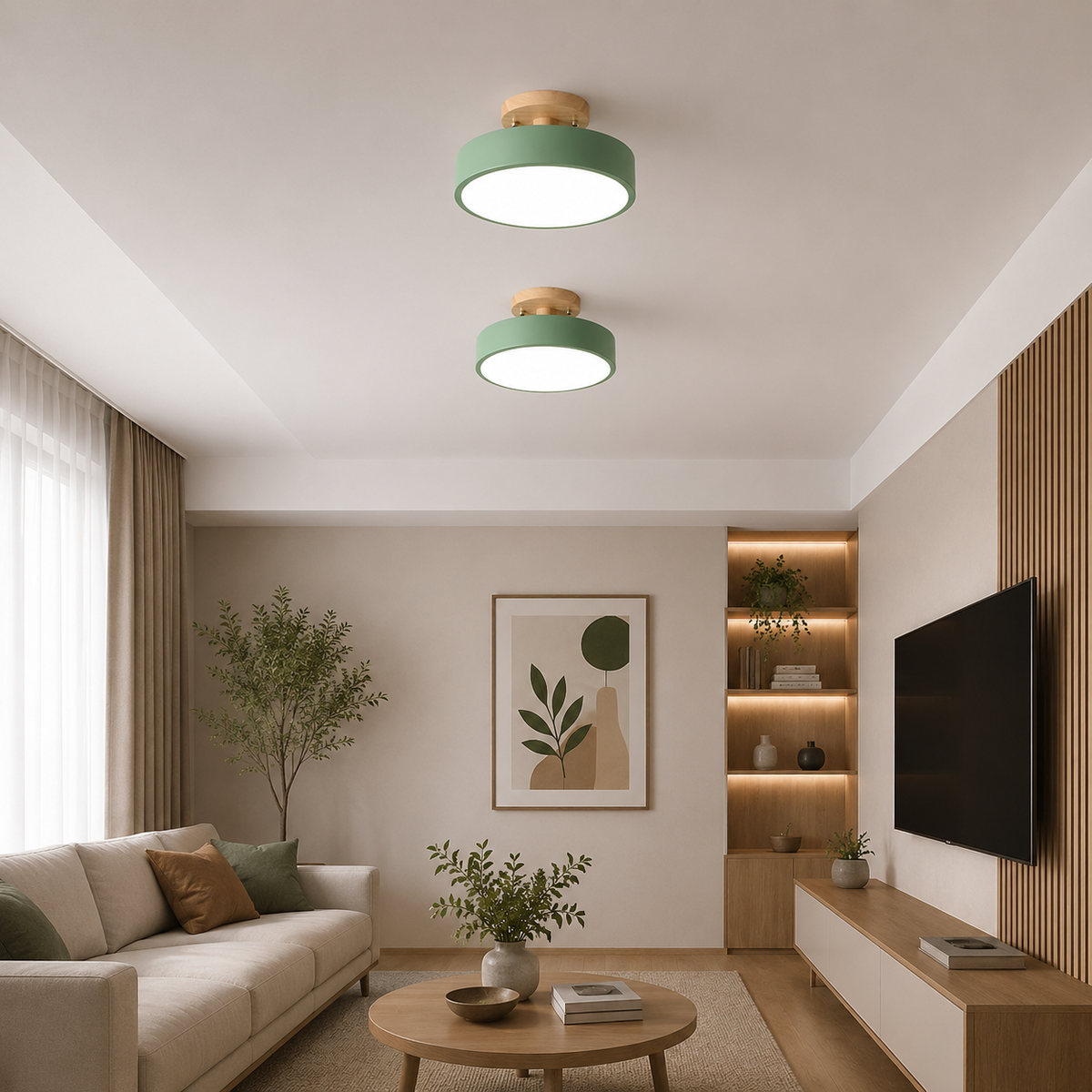 Nordic Log Round LED Semi-Flush Mount Ceiling Light