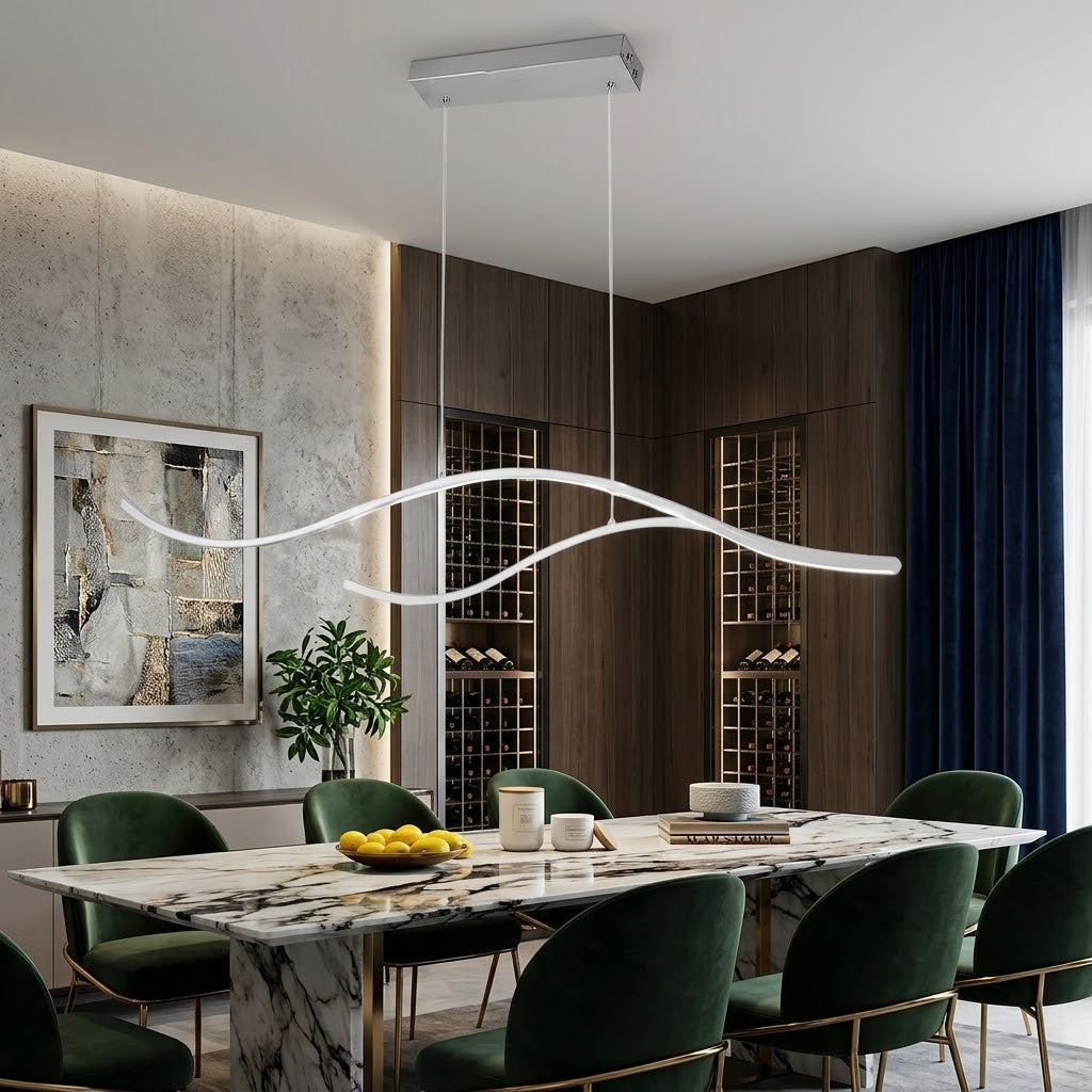 Curved LED Pendant Light Wavy LED Metal Ceiling Light