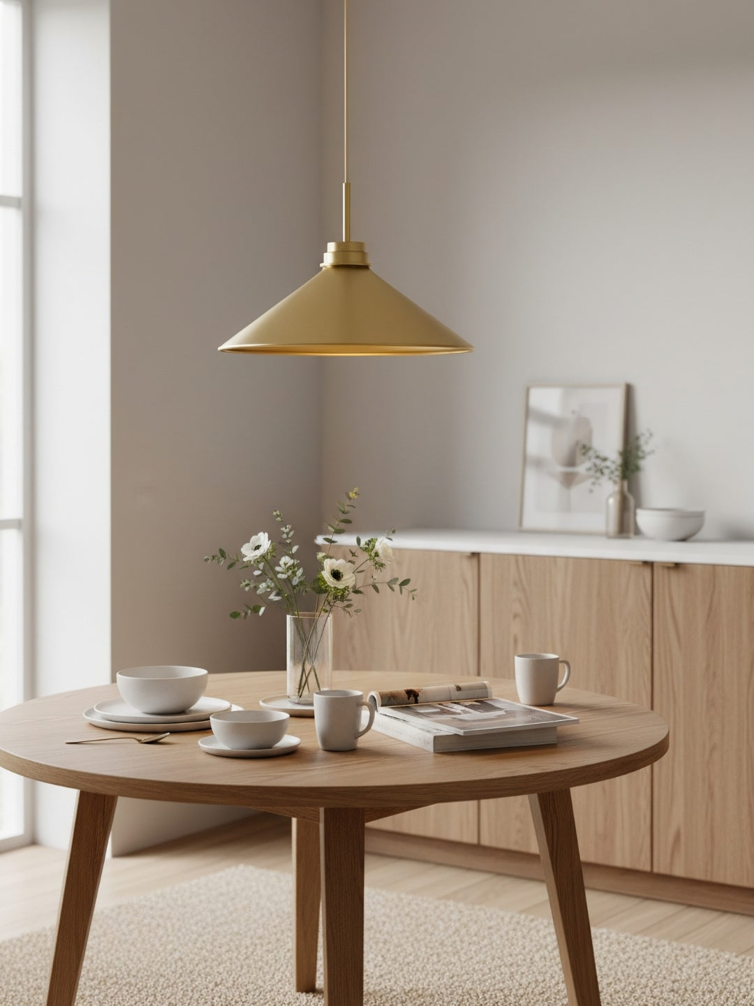 Modern Farmhouse Cone Pendant Light – Dimmable Kitchen and Entryway Lighting