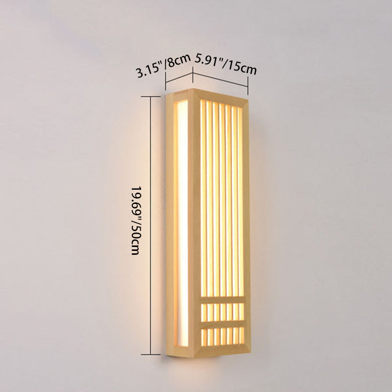 Modern Minimalist Solid Wood Acrylic Rectangular LED Wall Sconce Lamp for Living Room