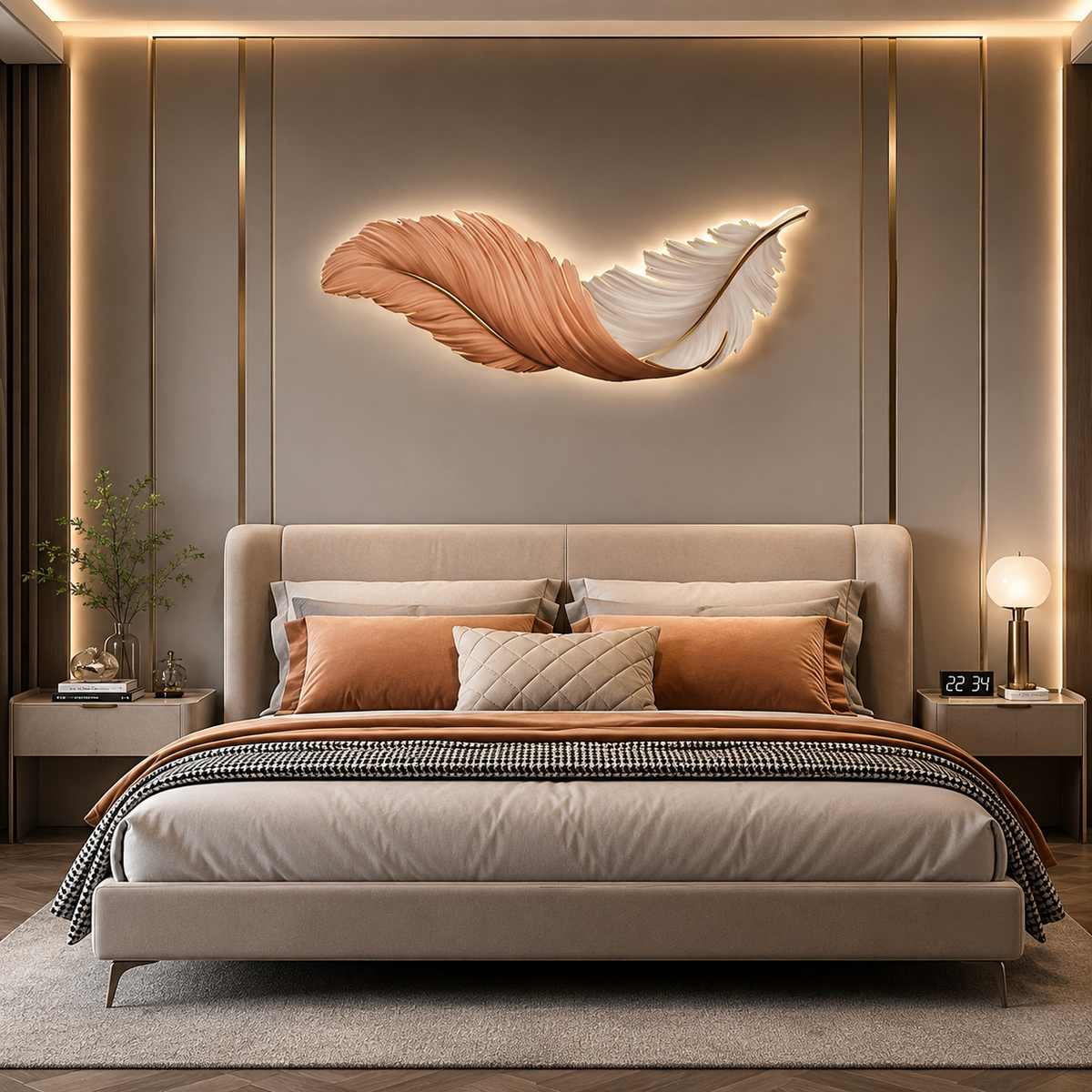 Feather Wall Lamp Modern Luxury Creative LED Art Deco Lamp