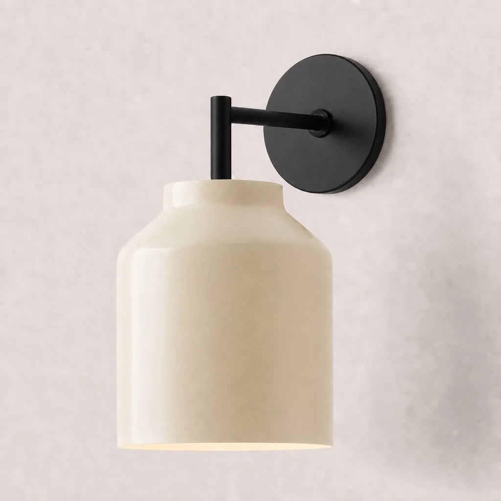 Minimal Wall Sconce – Vintage Milk Glass Sconce and Metal Accent