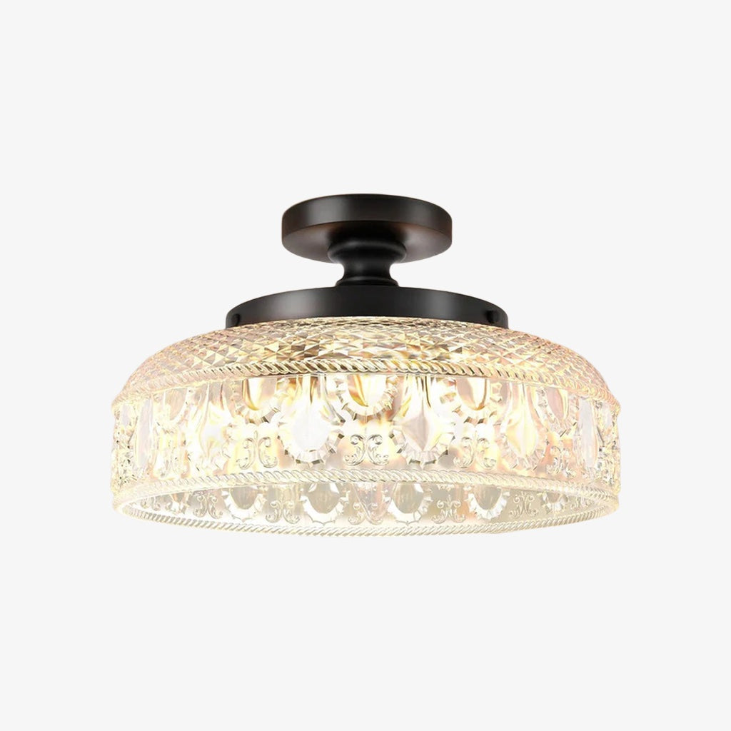 Verdoma Rippled Glass and Metal Ceiling Fixture – Minimalist Design for Bedroom and Hallway