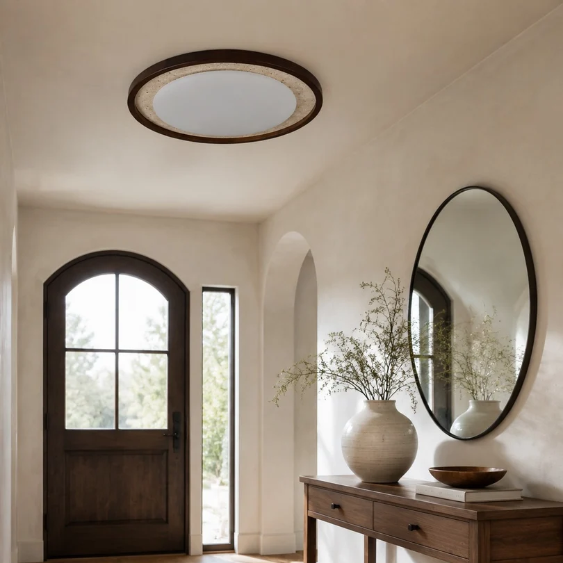 Sculptural Travertine Ceiling Fixture - Soft Ambient Light for Bedroom Living Room or Entryway