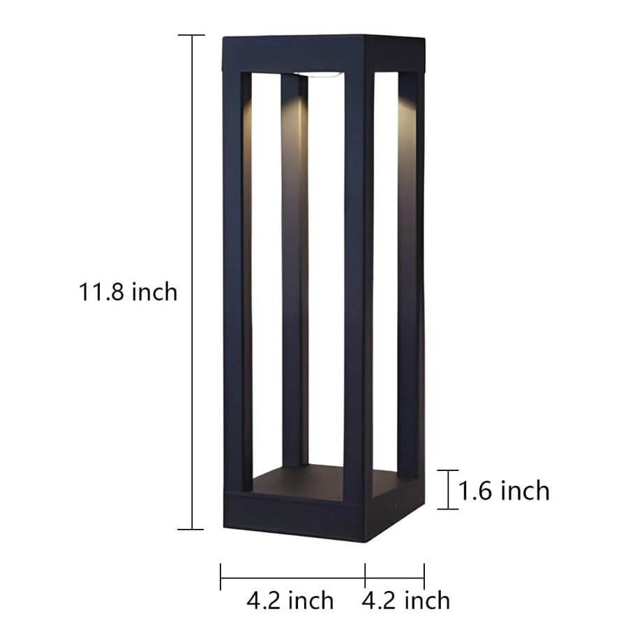 LED Bollard Garden Light Black Aluminum Garden Landscape Light