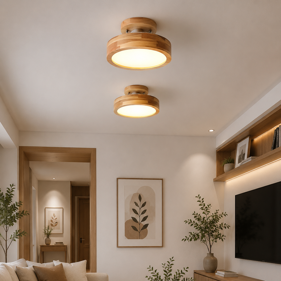 Nordic Log Round LED Semi-Flush Mount Ceiling Light