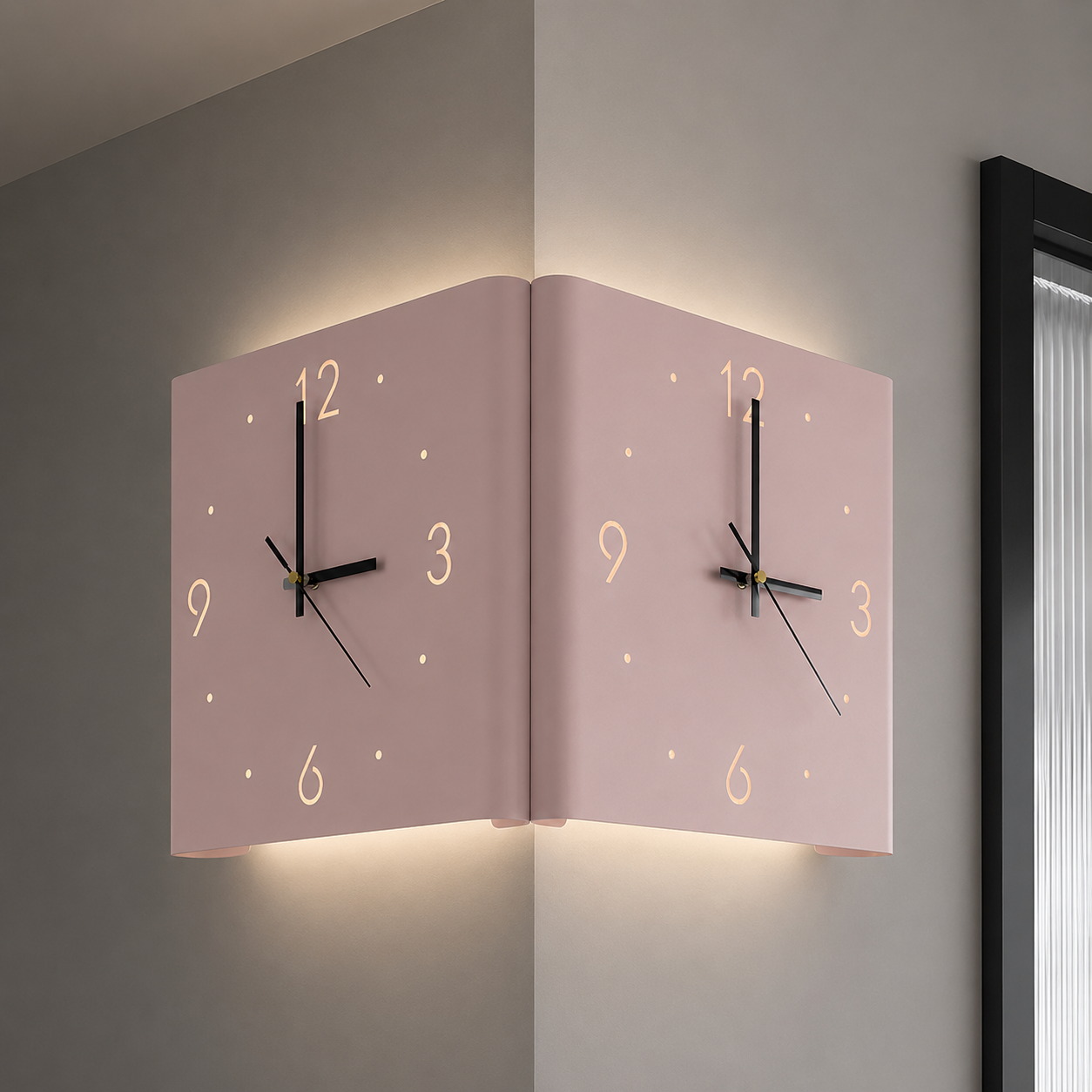 Wall Clock Lamp Modern Square Backlit Metal Light