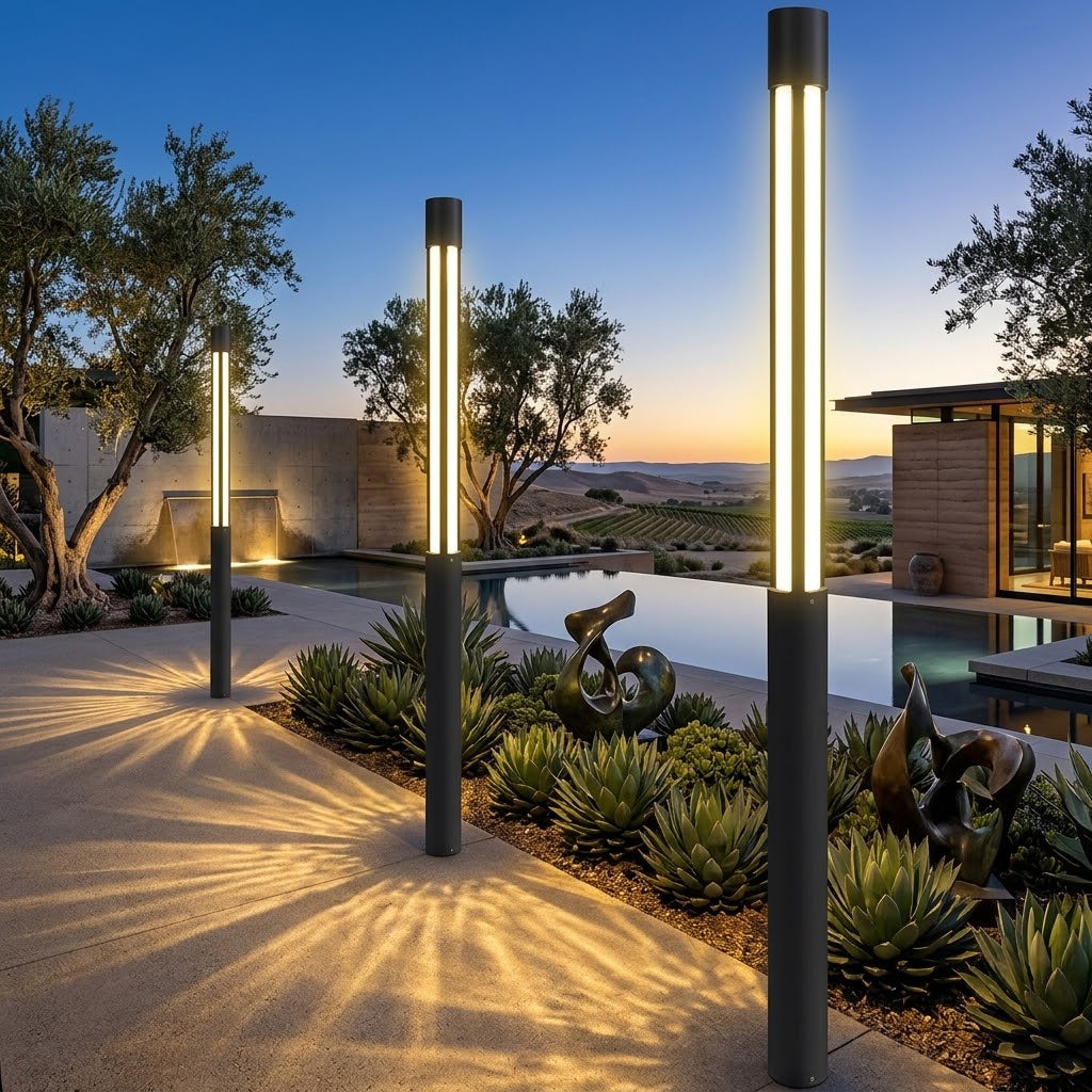 Residential Bollard Lights Modern Cylindrical LED Landscape Light