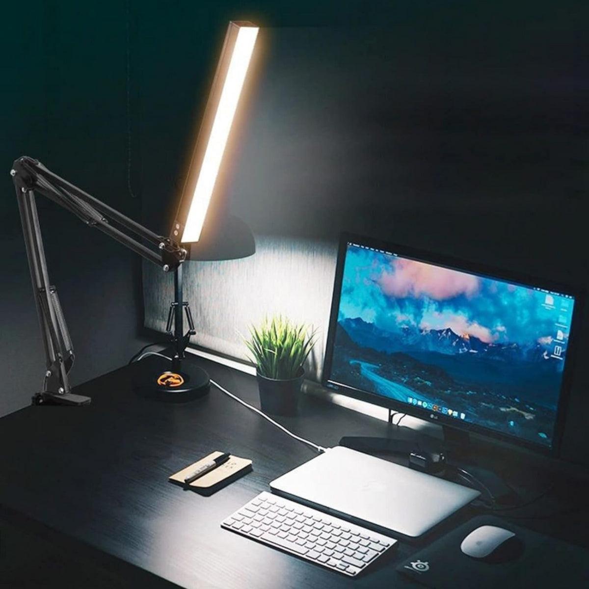 Adjustable Dimmable Swing Arm Desk Lamp With Clamp