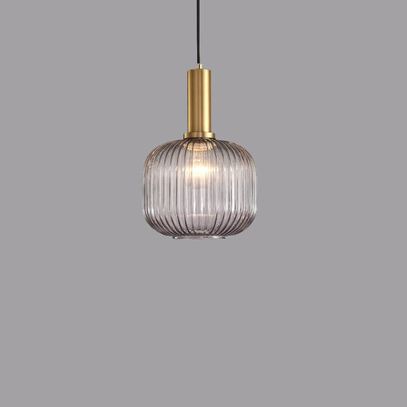 Minimalist Striped Glass Lantern 1-Light Pendant Light