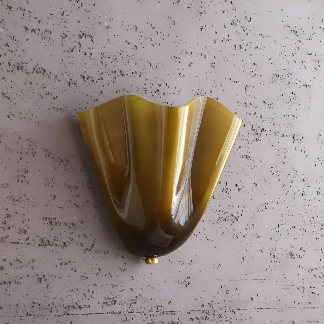 Classic Wall Sconce Light for Living Room with Curved Petal Glass Shade