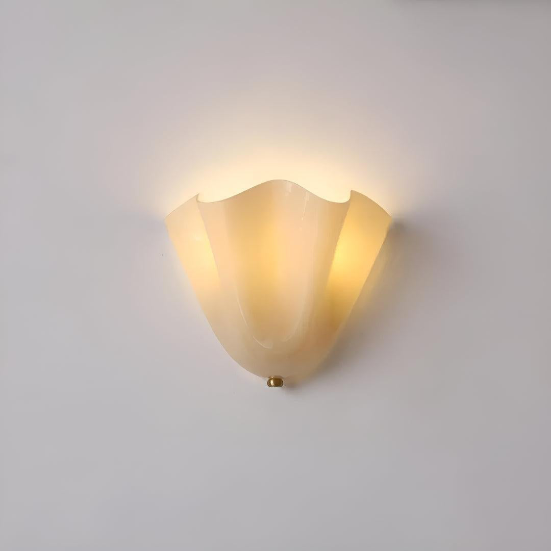 Classic Wall Sconce Light for Living Room with Curved Petal Glass Shade