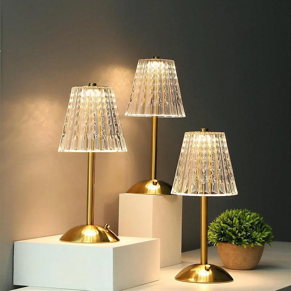 Cordless Table Lamp With Crystal Shade for Home Decor