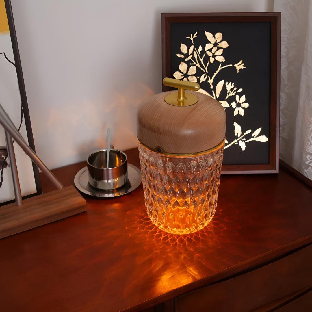 Cordless Table Lamp for Bedroom with Crystal Shade
