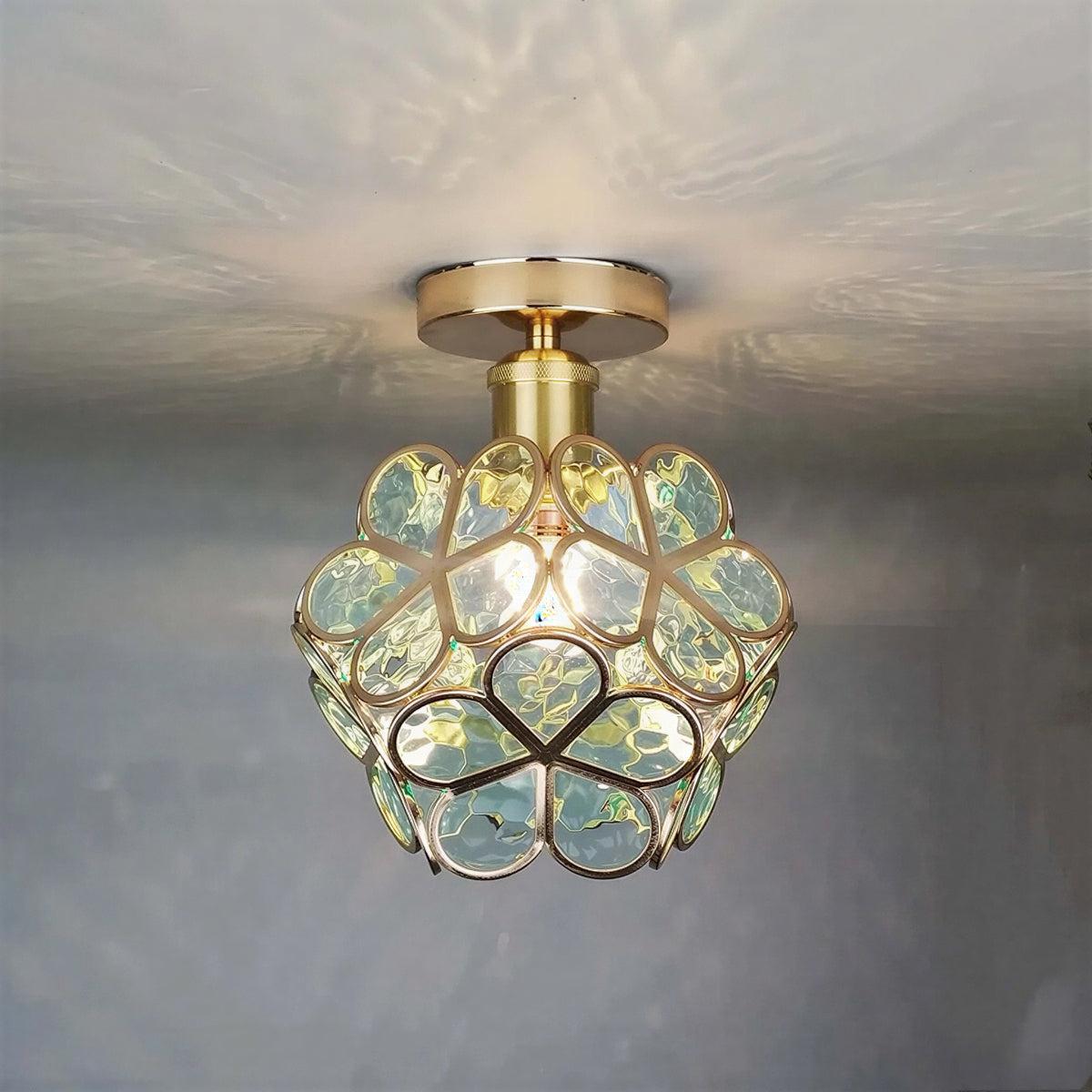 Decorative Floral Ceiling Light Fixture With Flower Shade