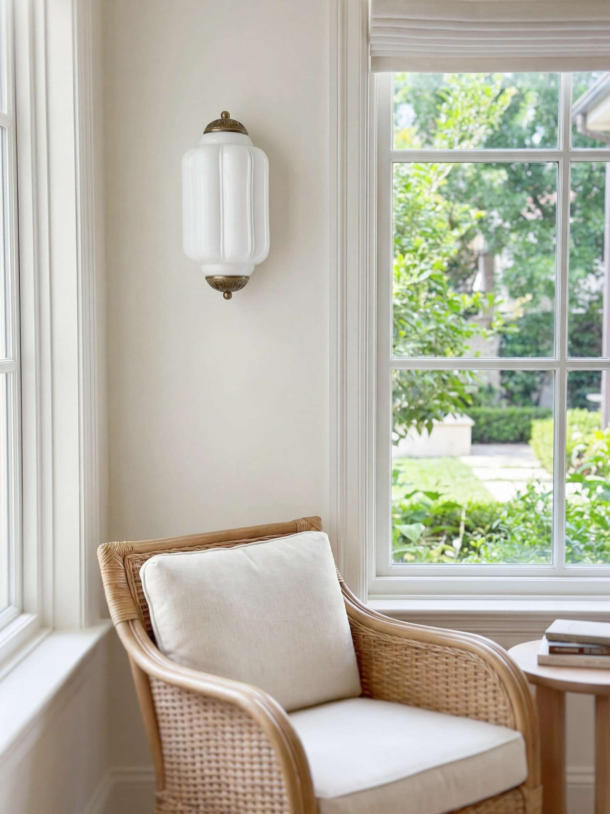 Vintage Milk Glass Flush Eloise Wall Sconce for Bedside Hallway