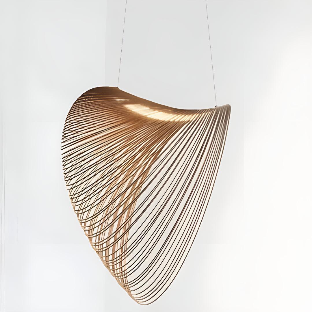 Flexible Laser Cut Plywood Pendant Light Fixture With Modern Shell Design