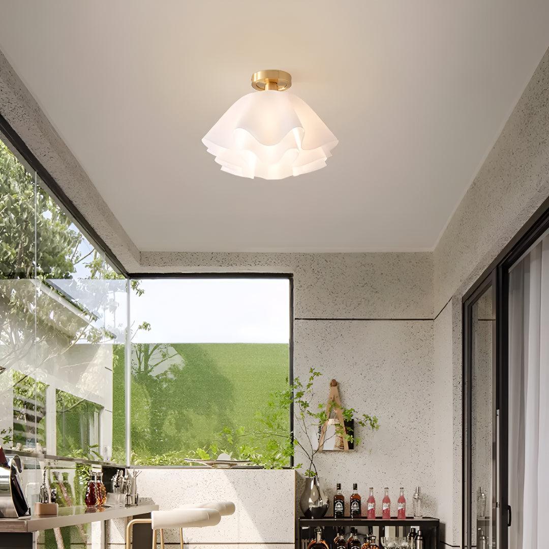 Flush Mount Ceiling Light With Modern Pleated Design