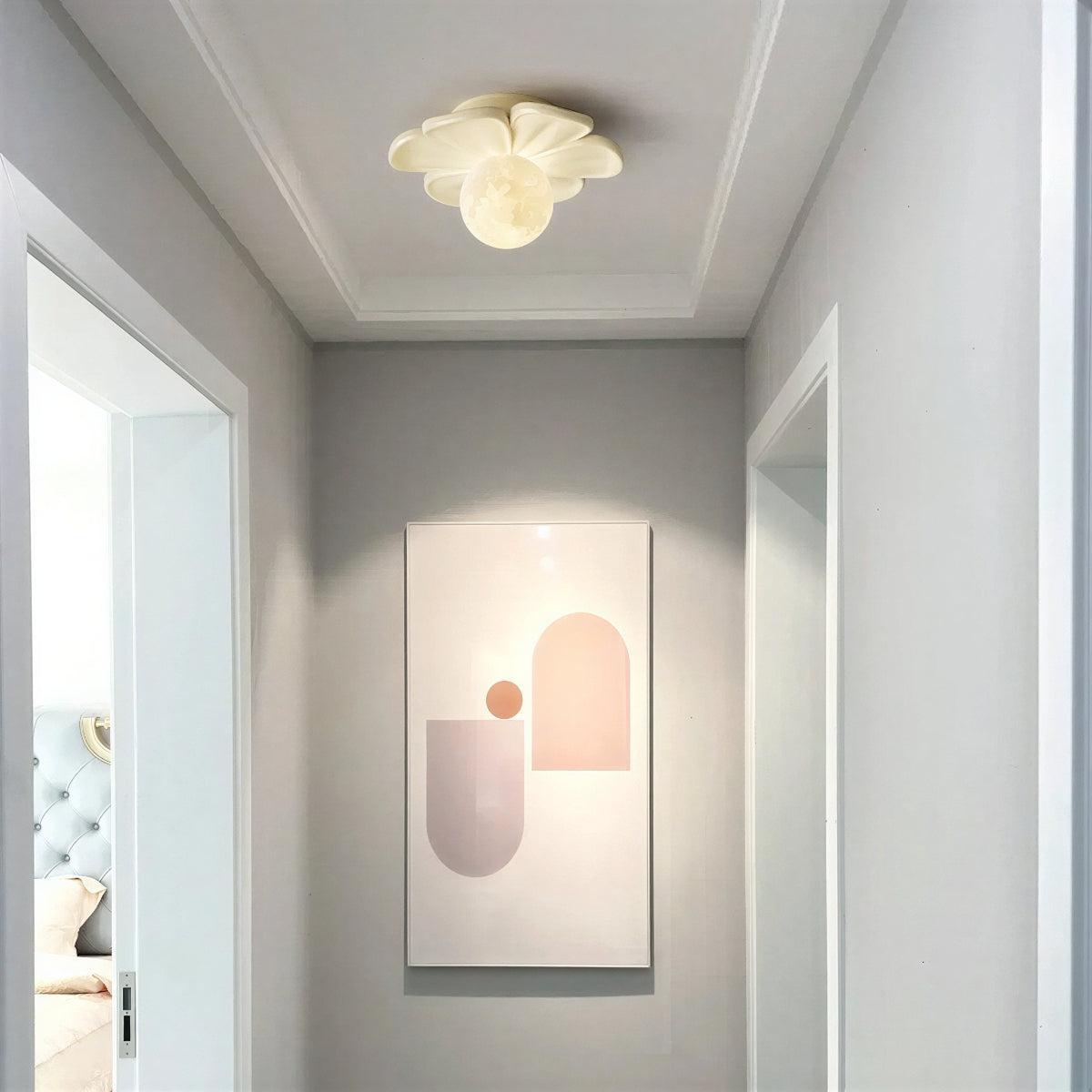 Flush Mount Flower Ceiling Light With Globe Shade