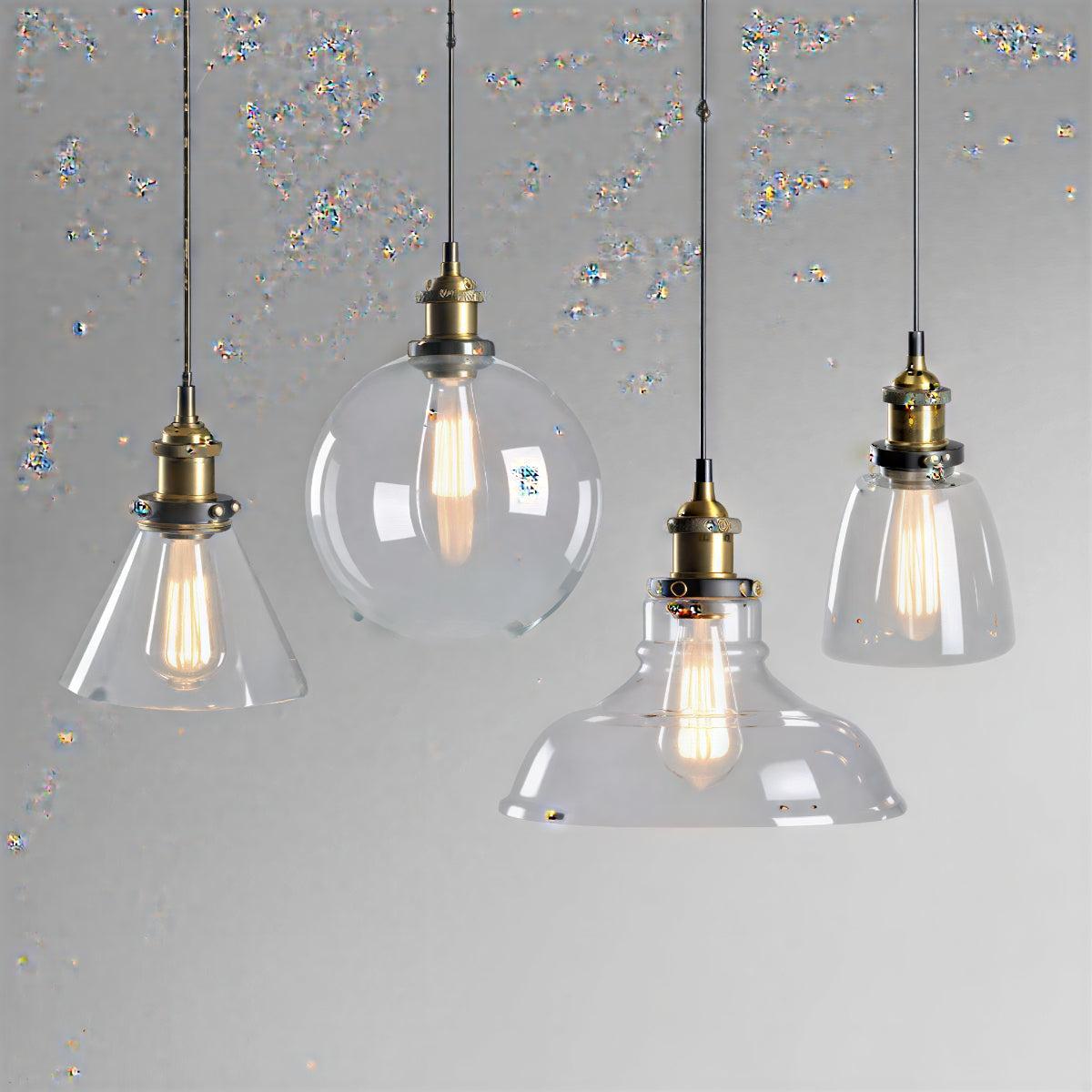 Industrial Pendant Light With Clear Glass Shade