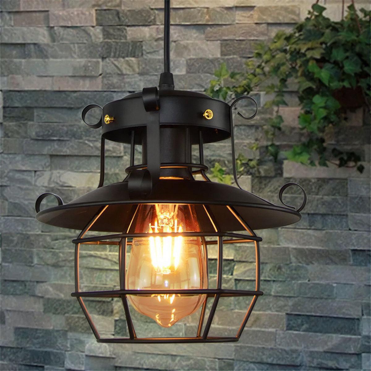 Industrial Vintage Pendant Light with Cage Design