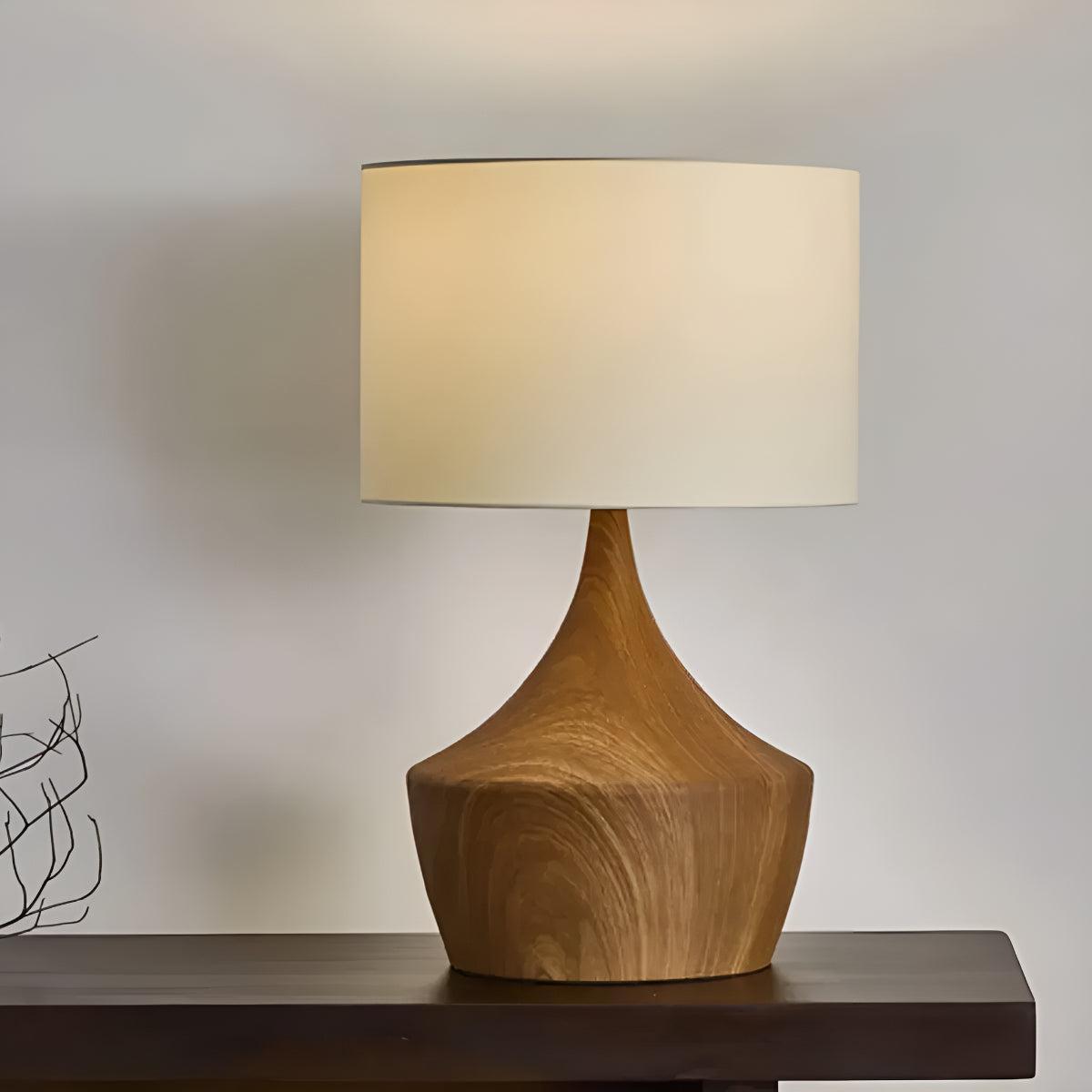Japandi Wooden Modern Table Lamp With Linen Shade
