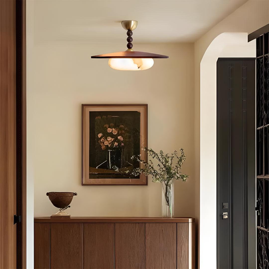 Modern Flat Marble Ceiling Light Fixture With Warm Glow