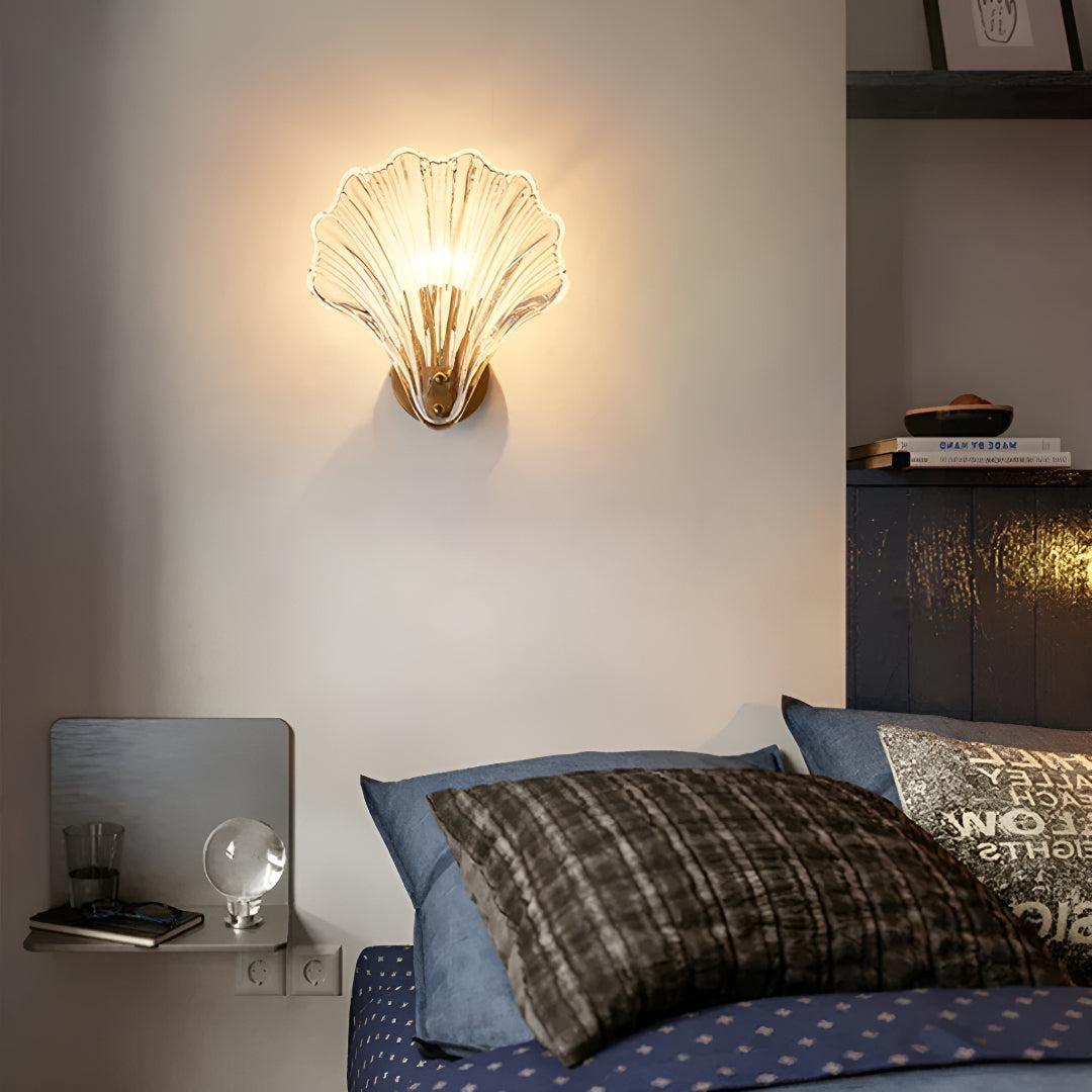 Modern Glass Shell Wall Sconce Light With Warm LED Glow