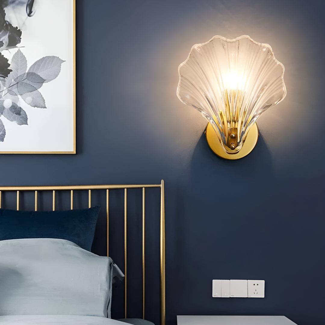 Modern Glass Shell Wall Sconce Light With Warm LED Glow