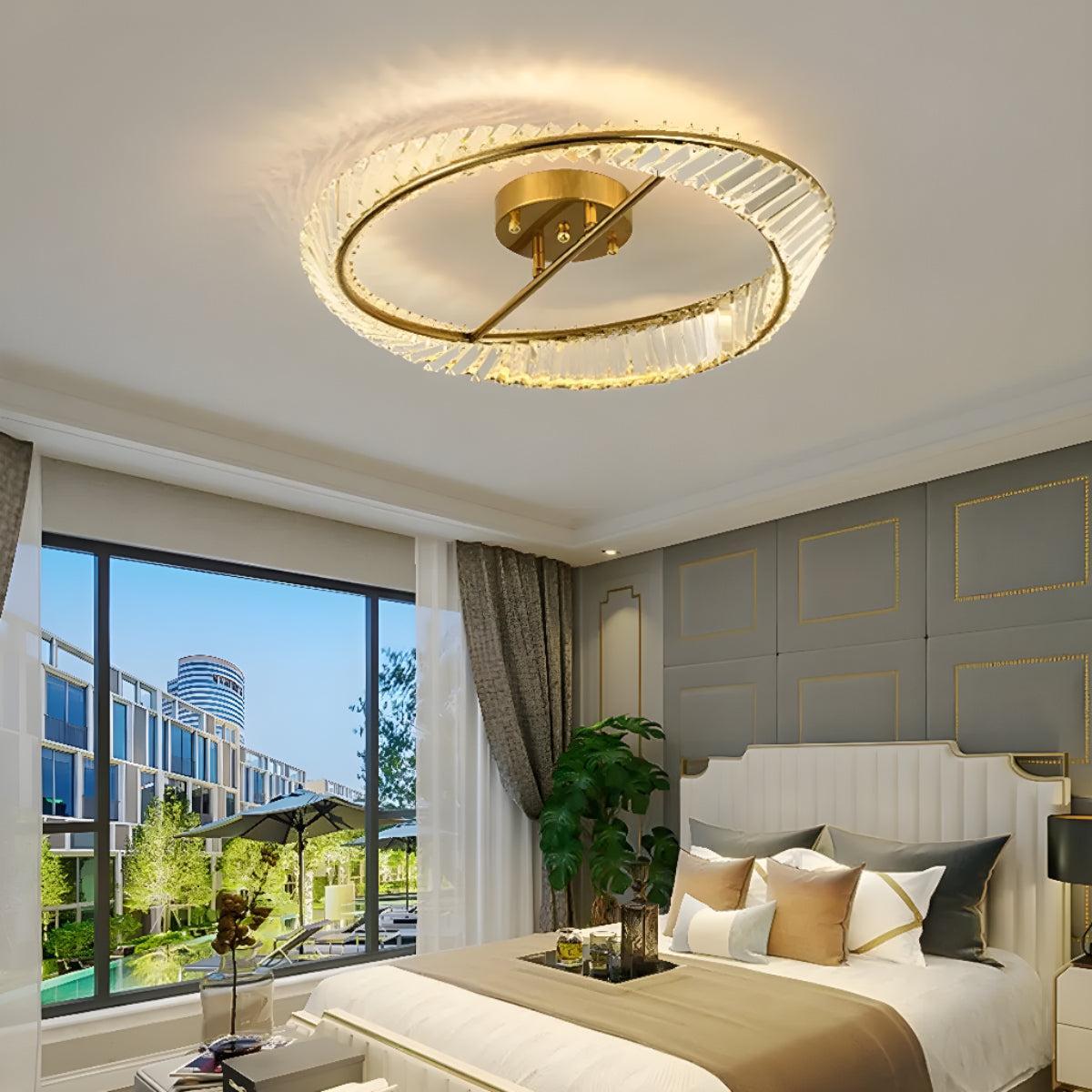 Modern Round Crystal Ceiling Light for Bedroom and Living Room