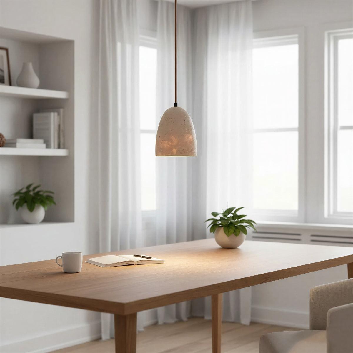Modern Stone Pendant Light Fixture With Warm Glow