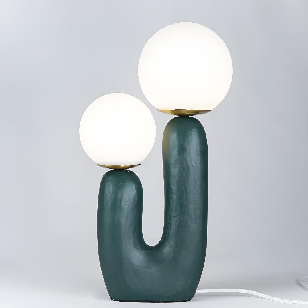 Modern Table Lamp With Dual Globe Unique Sculptural Design