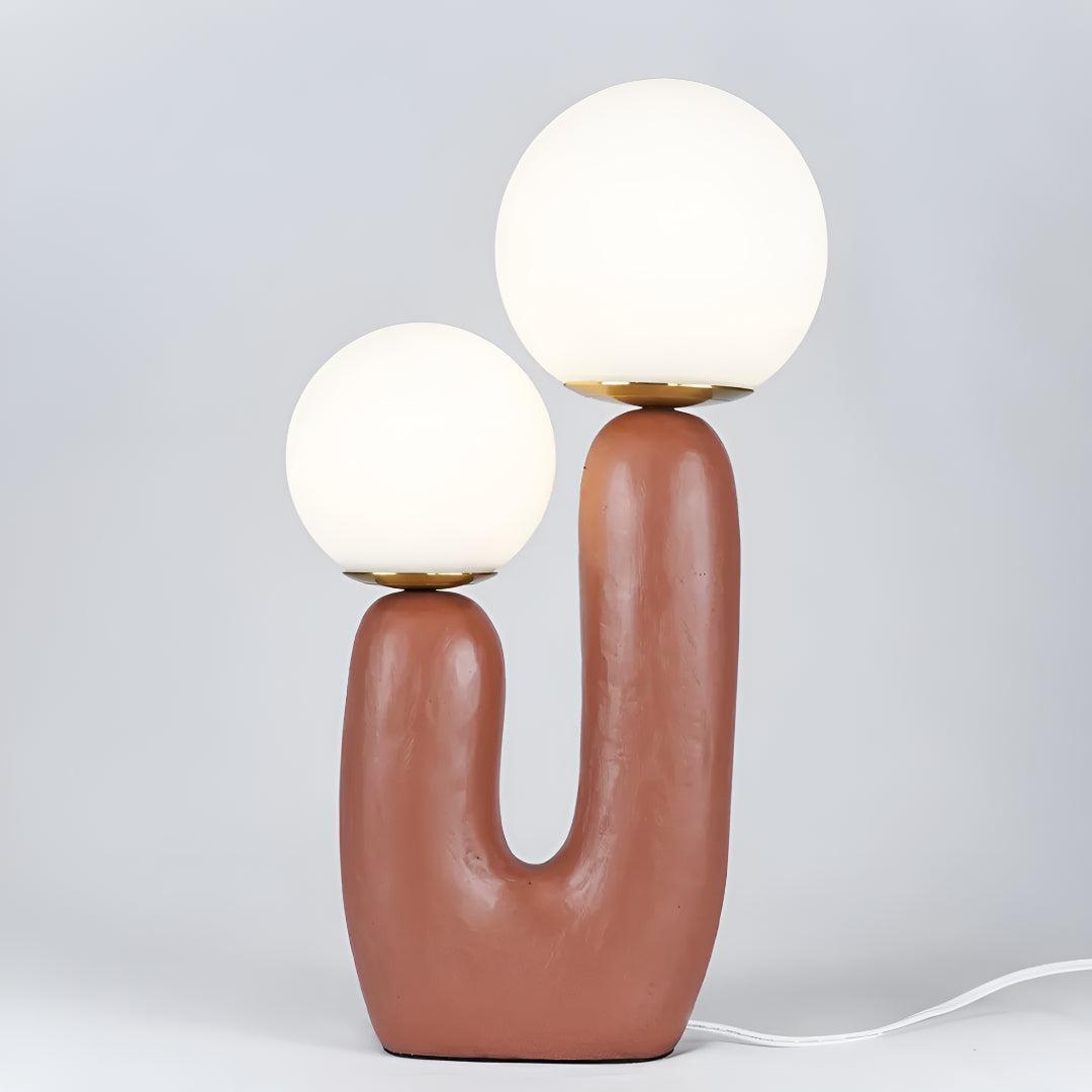 Modern Table Lamp With Dual Globe Unique Sculptural Design