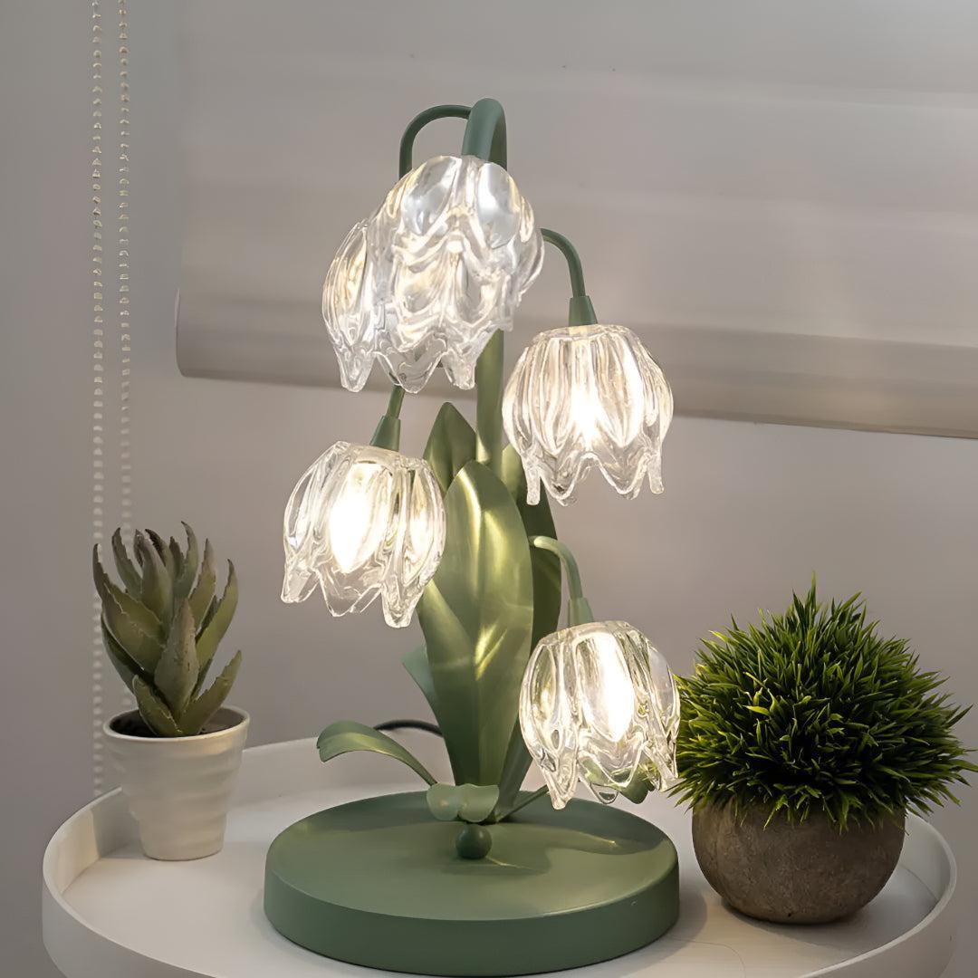 Modern Table Lamp With Flower Glass Shades