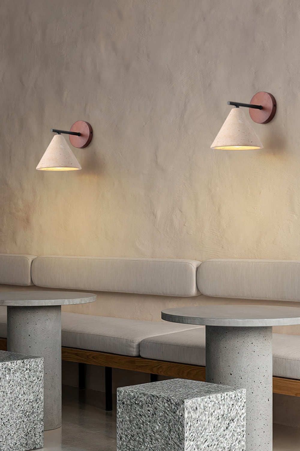 Modern Tapered Travertine Wall Sconce - Minimalist Accent Lighting for Bedroom