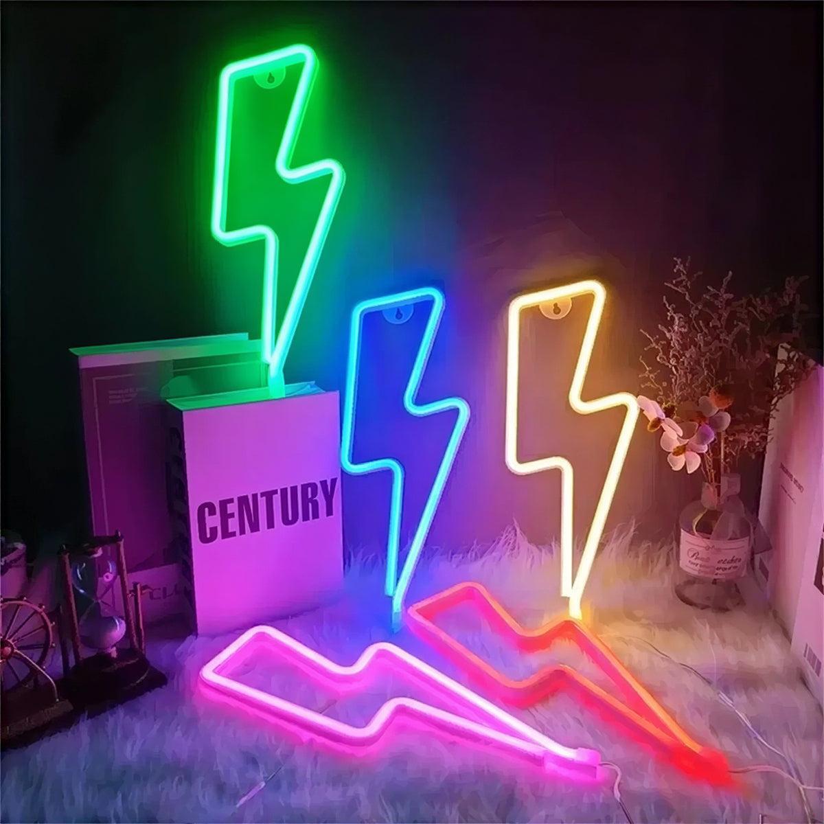 Neon Lightning Bolt Wall Light