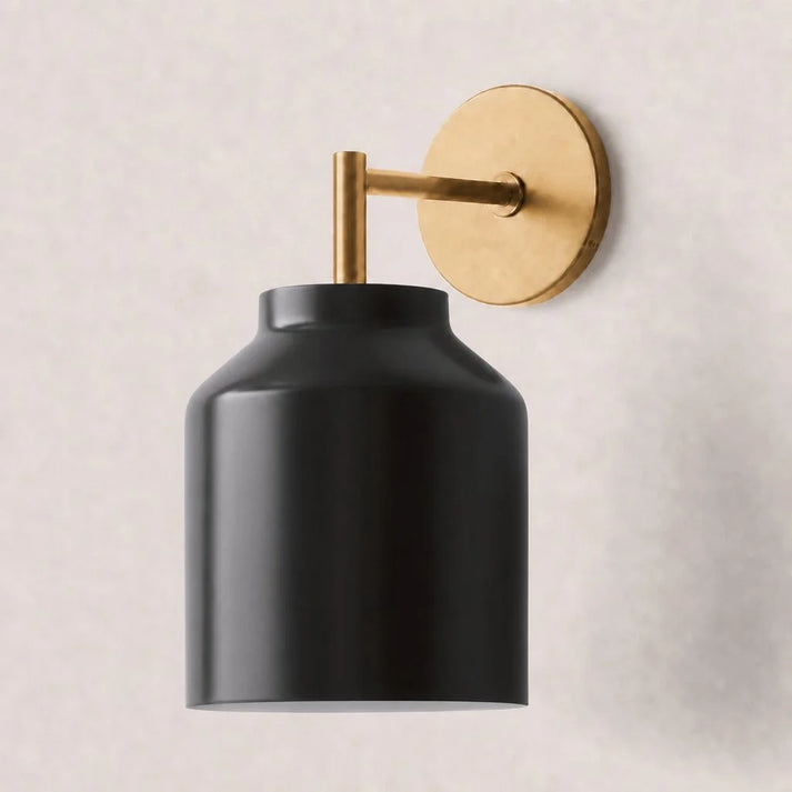 Minimal Wall Sconce – Vintage Milk Glass Sconce and Metal Accent