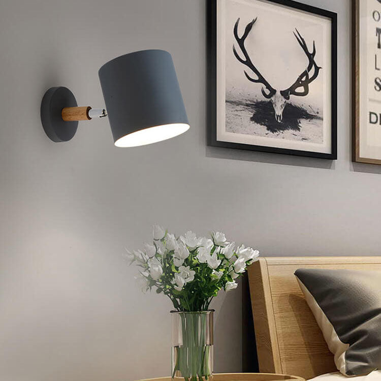 Nordic Macaron Cylinder Rotatable 1-Light Wall Sconce Lamps