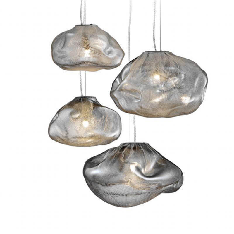 Modern Minimalist Shaped Glass 1-Light Cloud Suspension Pendant Light for Living Room
