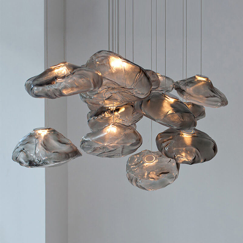 Modern Minimalist Shaped Glass 1-Light Cloud Suspension Pendant Light for Living Room