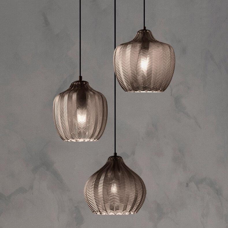 Nordic Textured Wavy Glass 1-Light Barrel Pendant Light