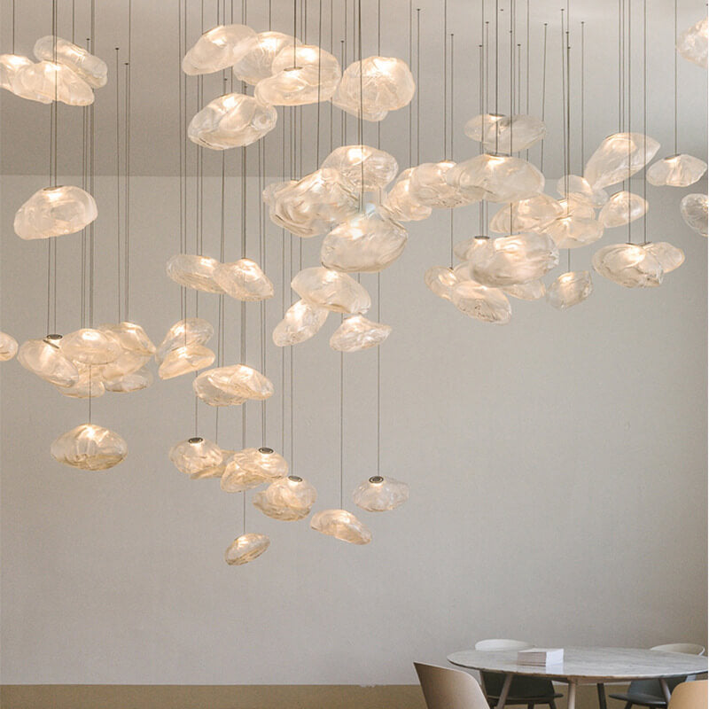 Modern Minimalist Shaped Glass 1-Light Cloud Suspension Pendant Light for Living Room
