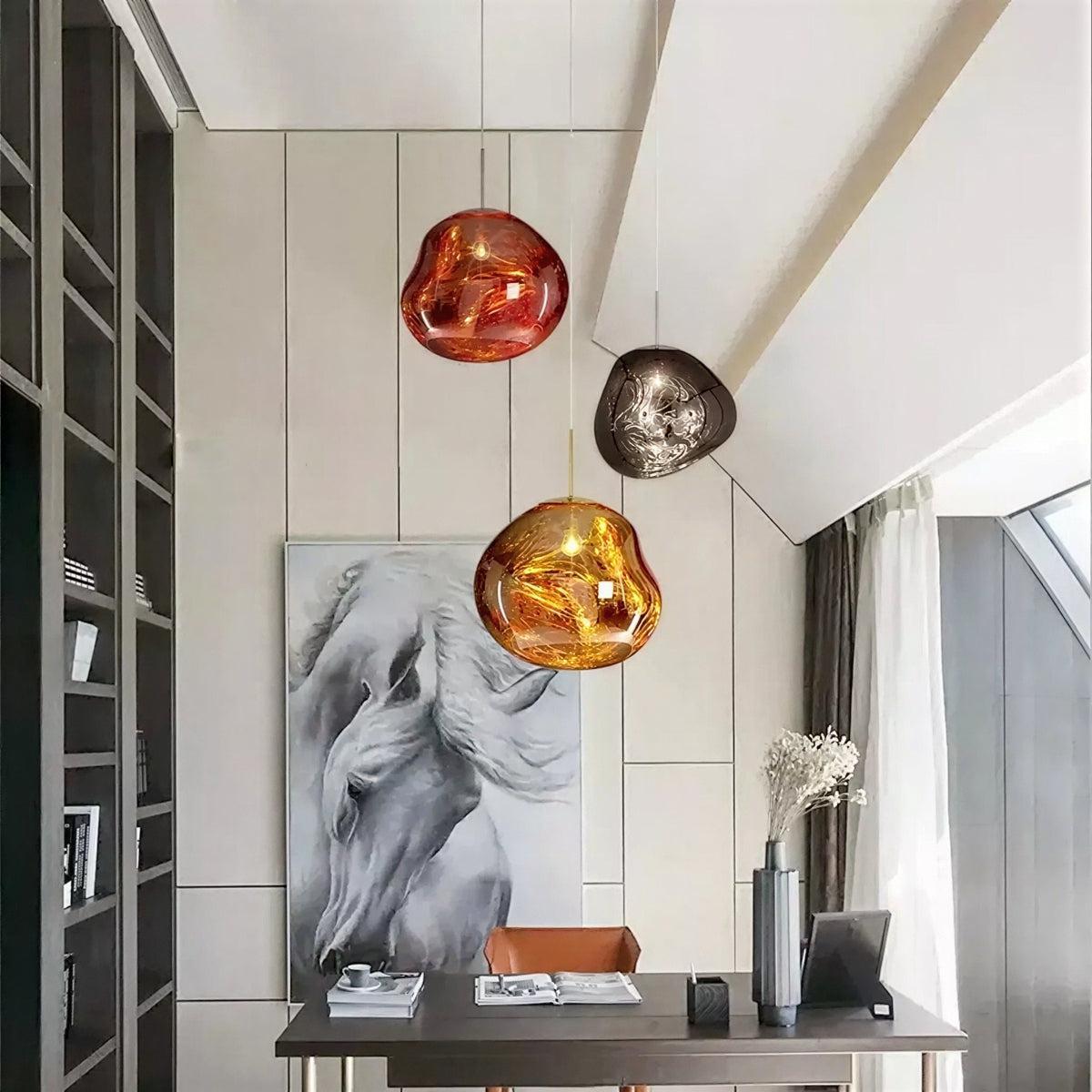 Pendant Light with Sculptural Molten Styled Shade
