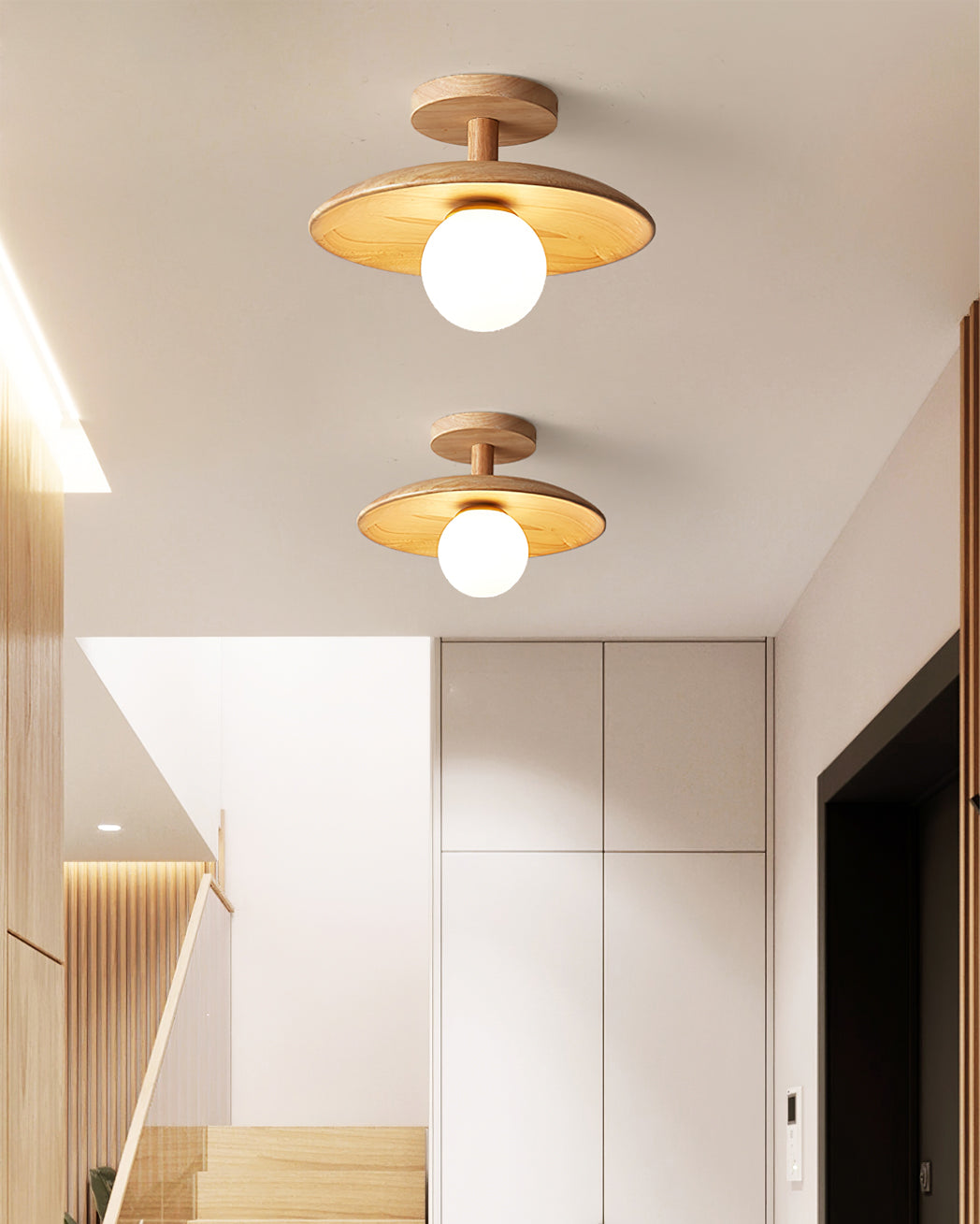 Natural Ash Wood Ceiling Light