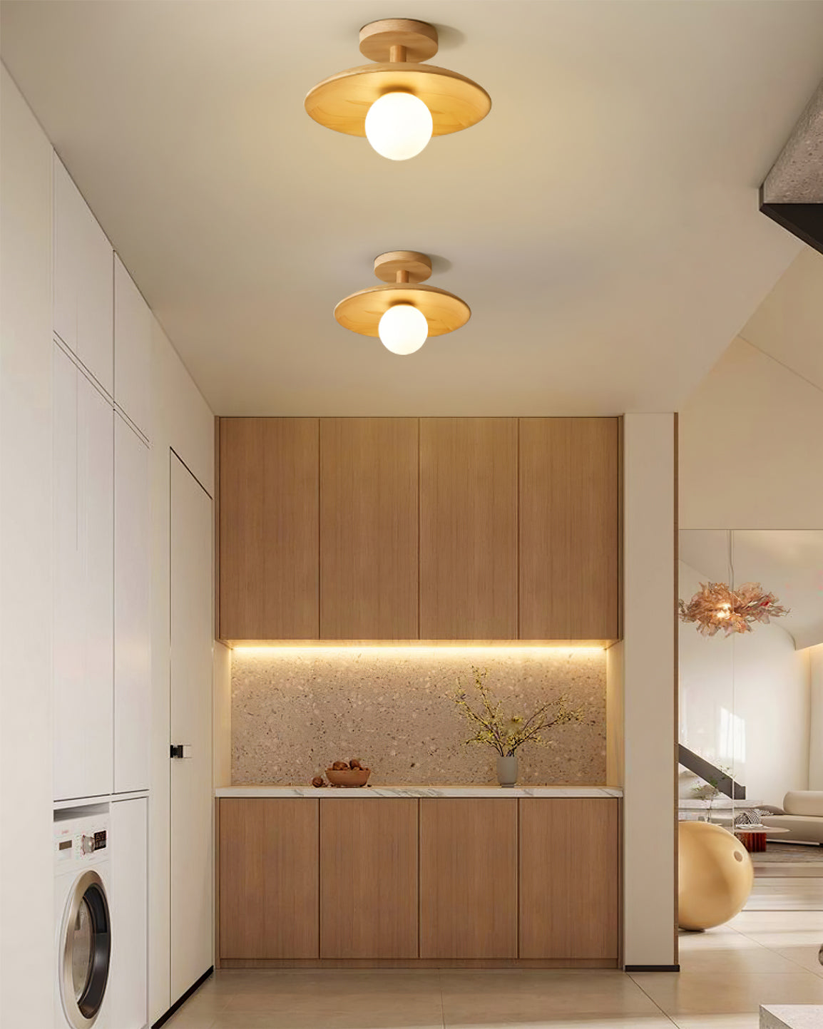 Natural Ash Wood Ceiling Light