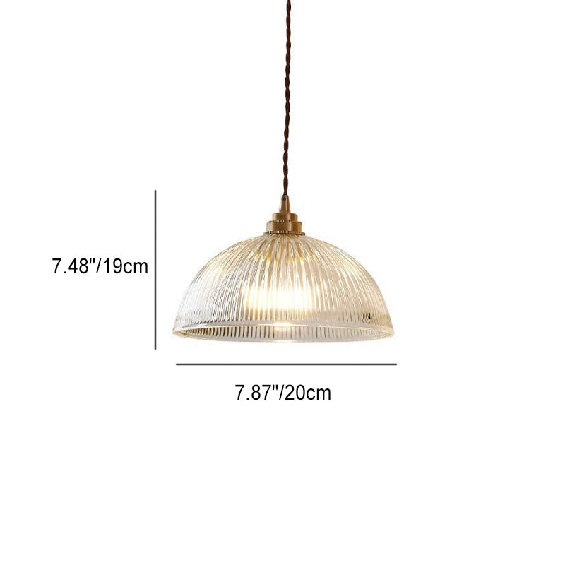 Modern Minimalist Clear Brass Glass Dome Pot Lid 1-Light Pendant Light