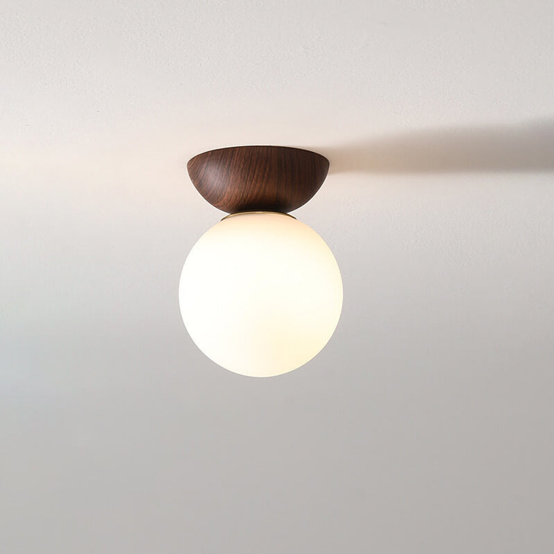 Modern Minimalist Glass Iron Orb 1-Light Semi-Flush Mount Light/Pendant Light for Living Room