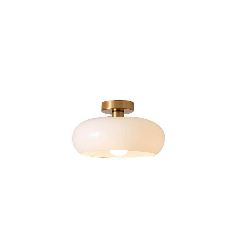 Modern Retro Round Solid Color Glass Electroplated Copper 1-Light Pendant Light Flush Mount Light